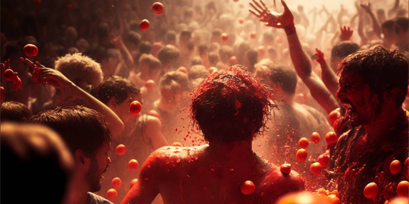 La Tomatina: A juicy and colorful festival of tomato fights in Buñol, Comunidad Valenciana.